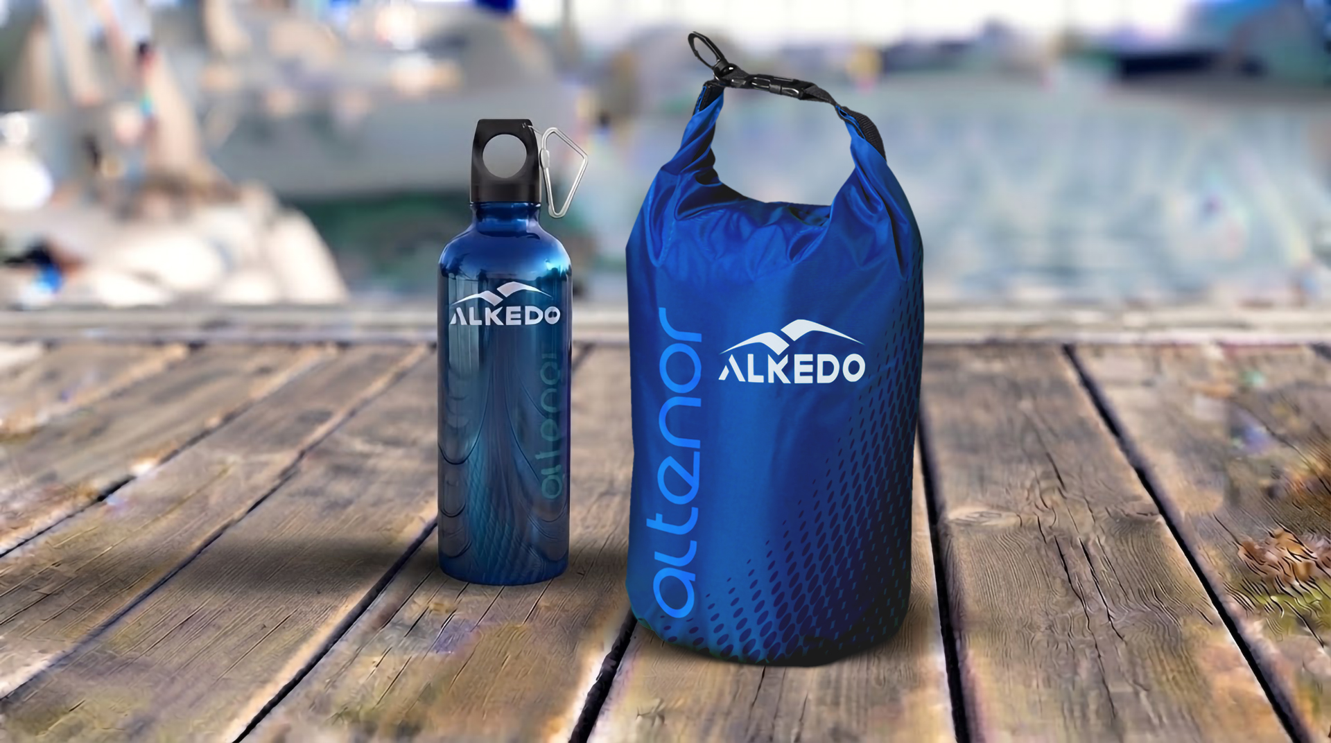 Alkedo Sailing Team: borraccia e sacca stagna personalizzate